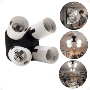 Soquete Quadruplicador E27 4 Lâmpada p/ Tripé Softbox Bocal