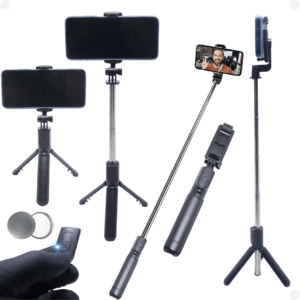Pau de Selfie Tripé Bluetooth Controle Preto para Celular NF