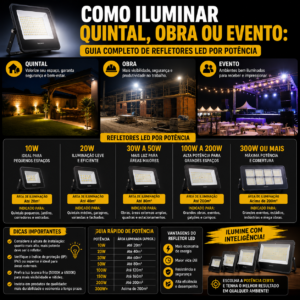 Como Iluminar Quintal, Obra ou Evento: Guia Completo de Refletores LED por Potência