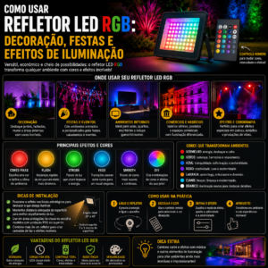Como Usar Refletor LED RGB: Decoração, Festas e Efeitos de Iluminação