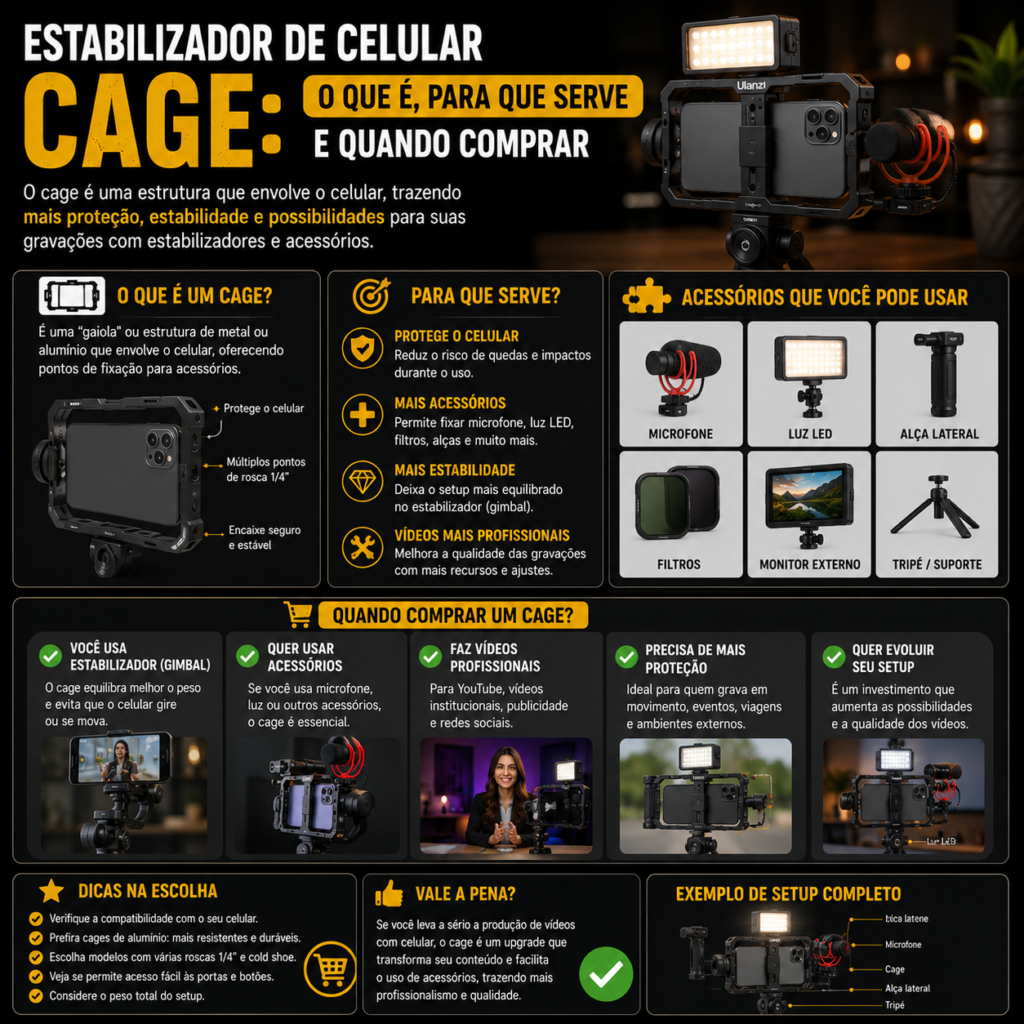 Estabilizador de Celular Cage: O que é, Para que Serve e Quando Comprar
