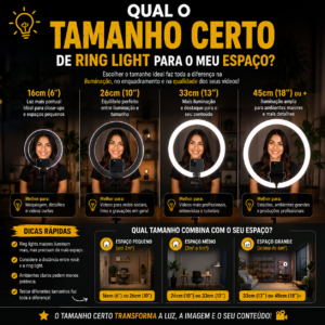 Qual o Tamanho Certo de Ring Light para o Meu Espaço?